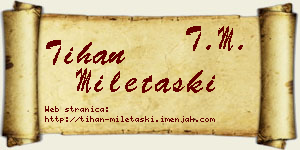 Tihan Miletaški vizit kartica